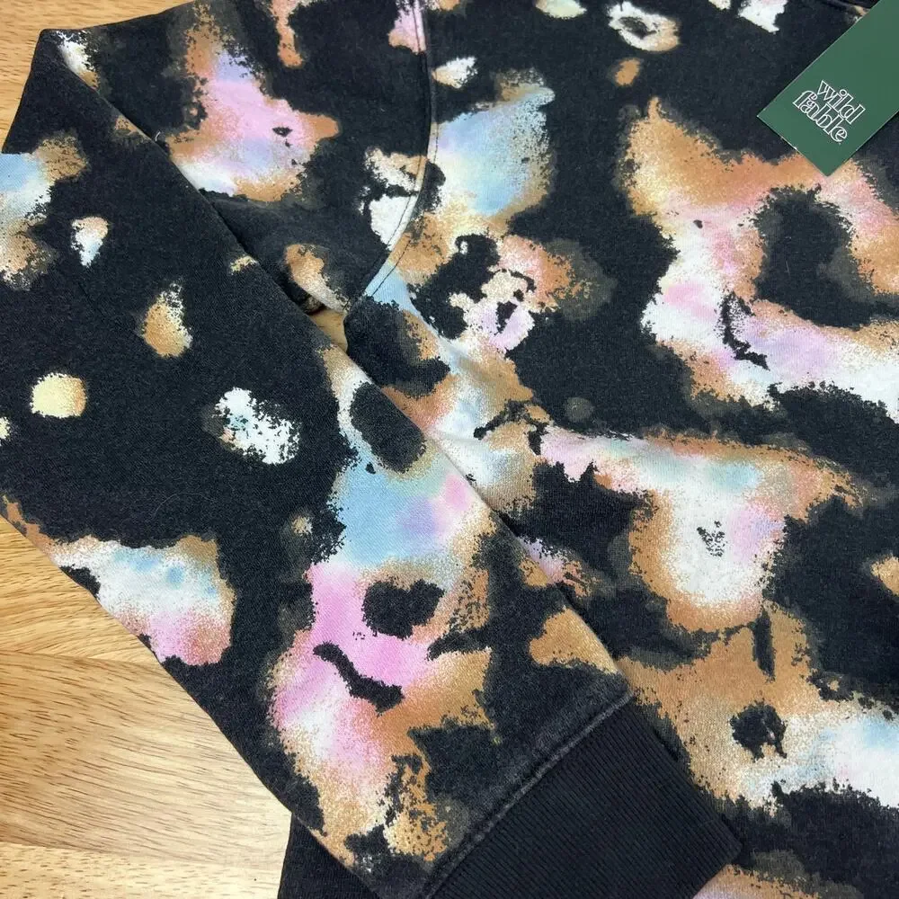 Wild Fable Women's Black Tie-Dye Cropped Long Sleeve Hoodie - Size Medium - NWT - Picture 3 of 8